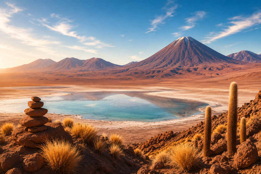 colunas de vapor escaldante nas fumarolas dos Geysers del Tatio ao amanhecer na Cordilheira dos Andes, Chile